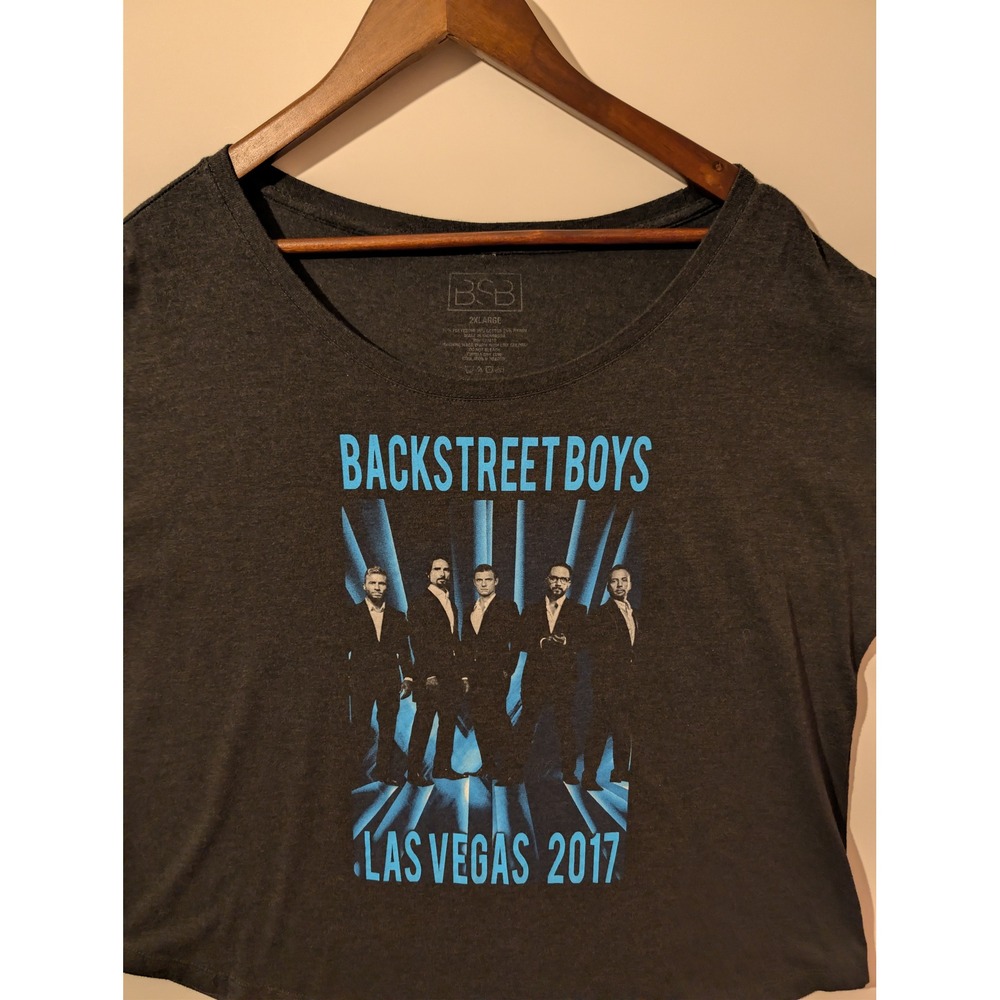 Backstreet Boys Graphic Tee Womens 2XL Gray Excellent Las Vegas 2017 Concert Tee